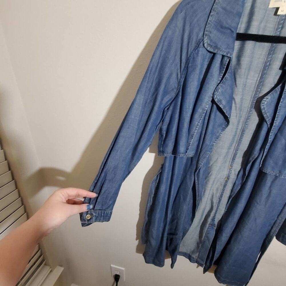 ANTHROPOLOGIE cloth & stone denim chambray duster coat size‎ medium new! - Picture 7 of 12